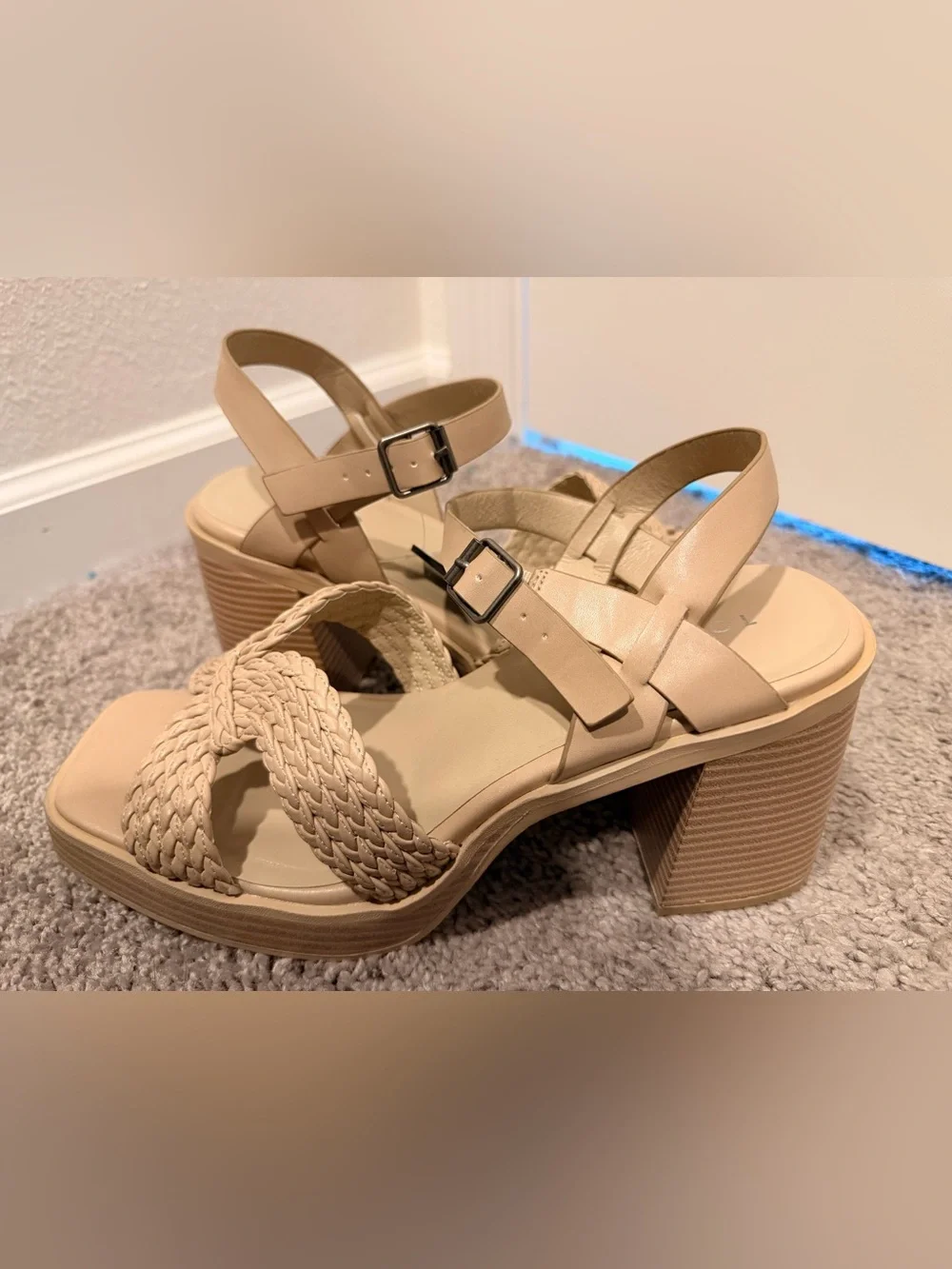Torrid Nude Braided Bow Platform Sandals 10.5 WW NWT
